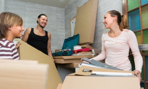 Furniture storage unit in Surreyquays with boxed household items