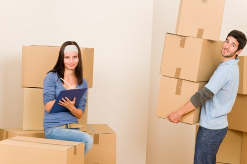 Packing supplies and labeled boxes for flat removals in Surreyquays